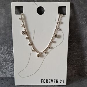 Forever 21 Silver Anklet with Crystal Accents
